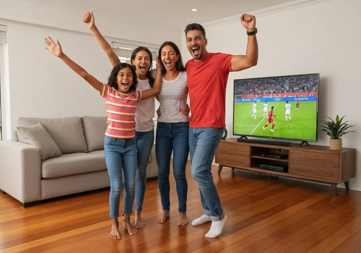 Familia viendo el Mundial 4K