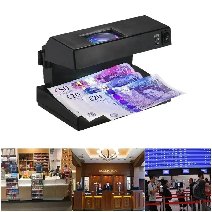 Detector De Billetes Falsos Con Luz UV Y Lupa
