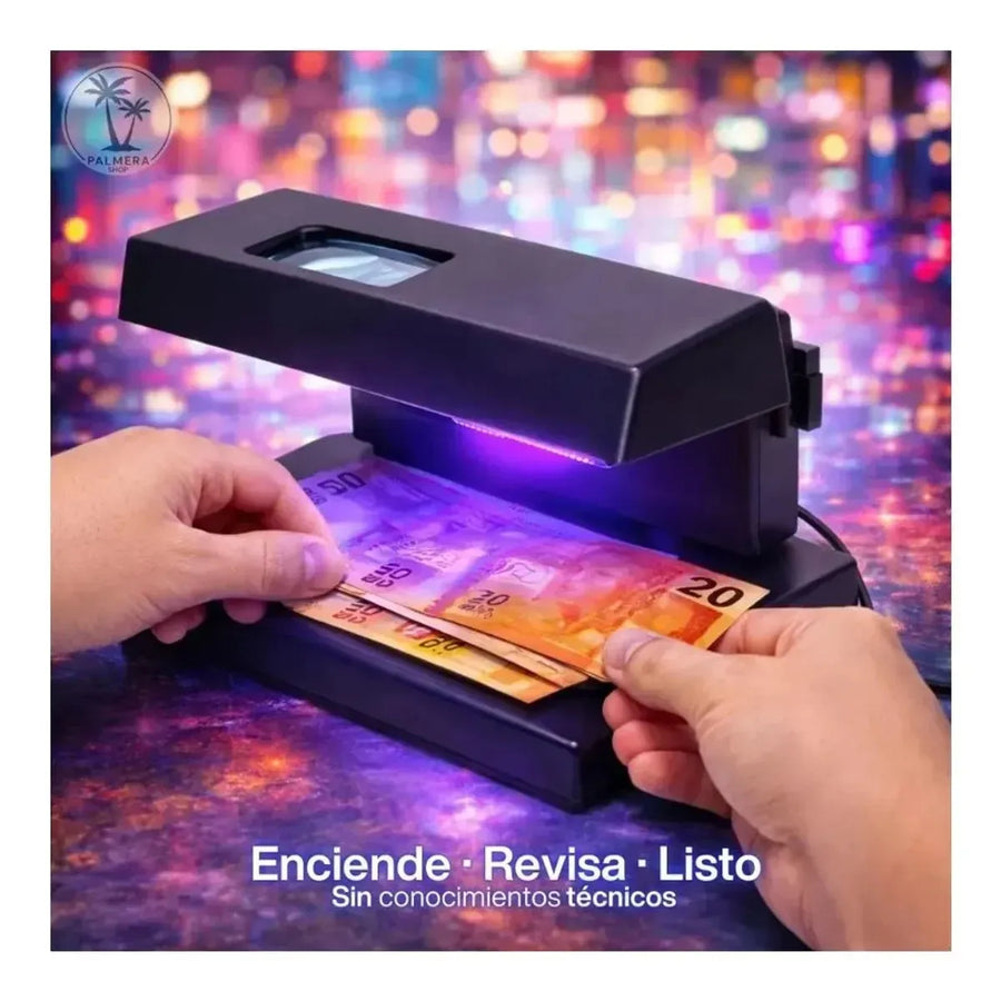 Detector De Billetes Falsos Con Luz UV Y Lupa