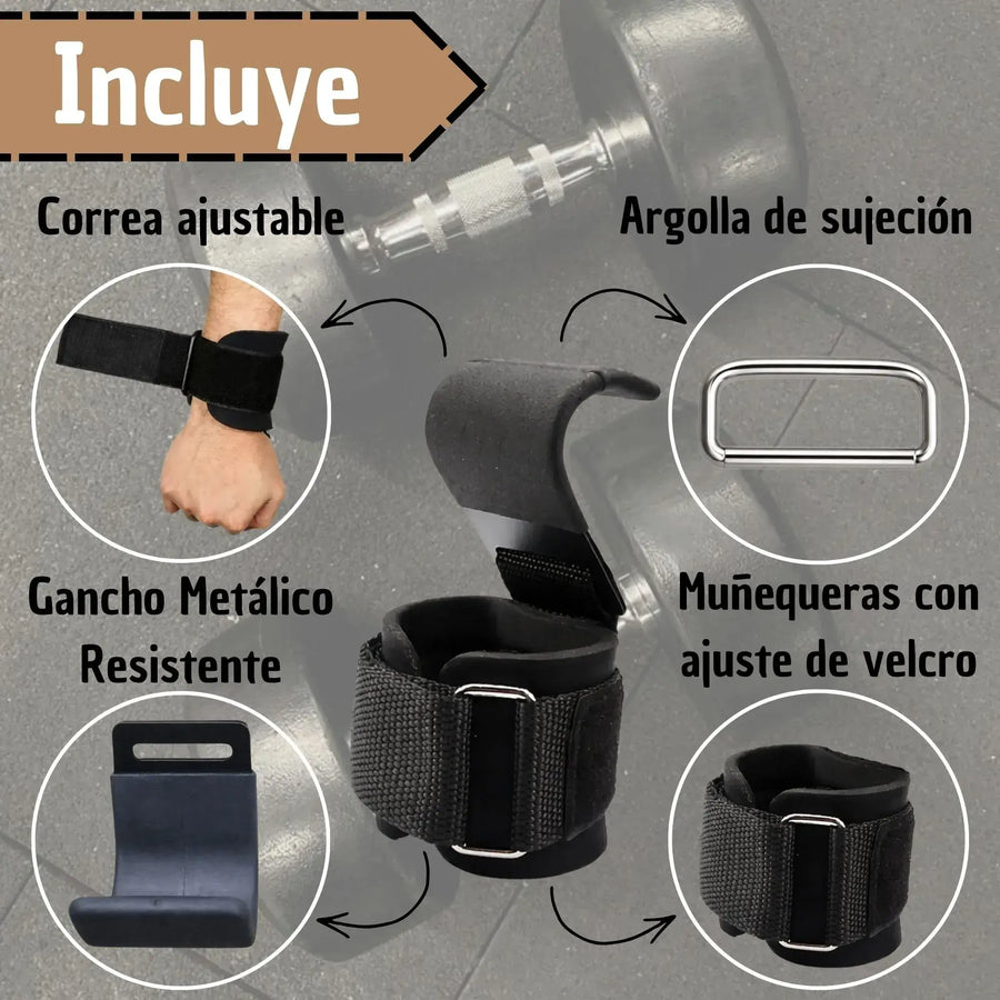 Muñequeras Levanta Pesas Con Gancho (Par)