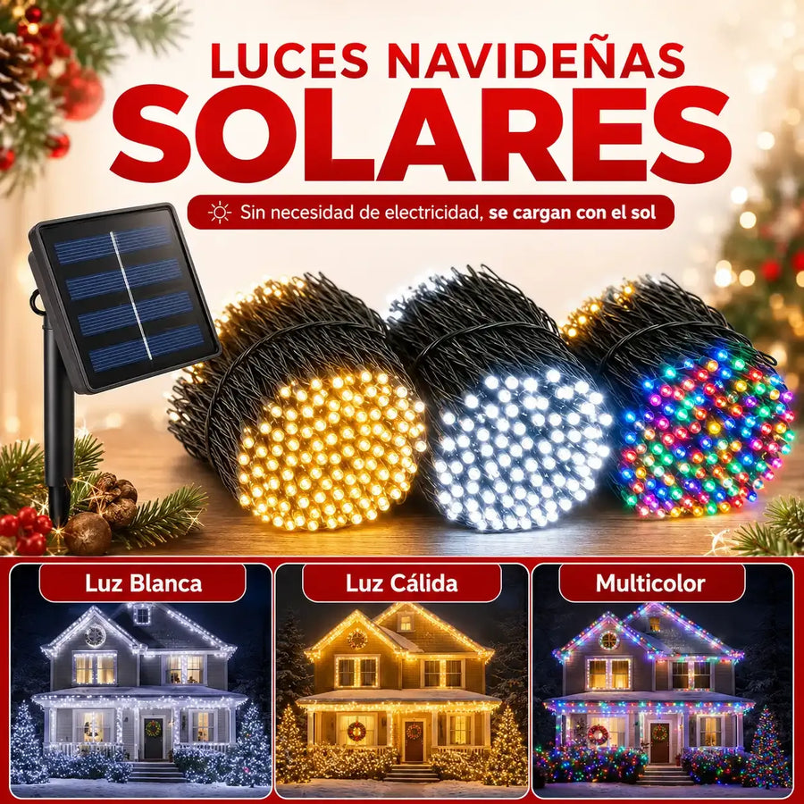Luces Navideñas Con Panel Solar X 10 Metros