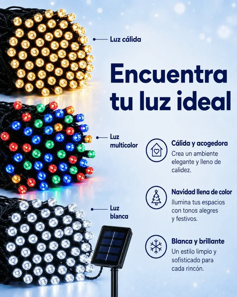 Luces Navideñas Con Panel Solar X 10 Metros