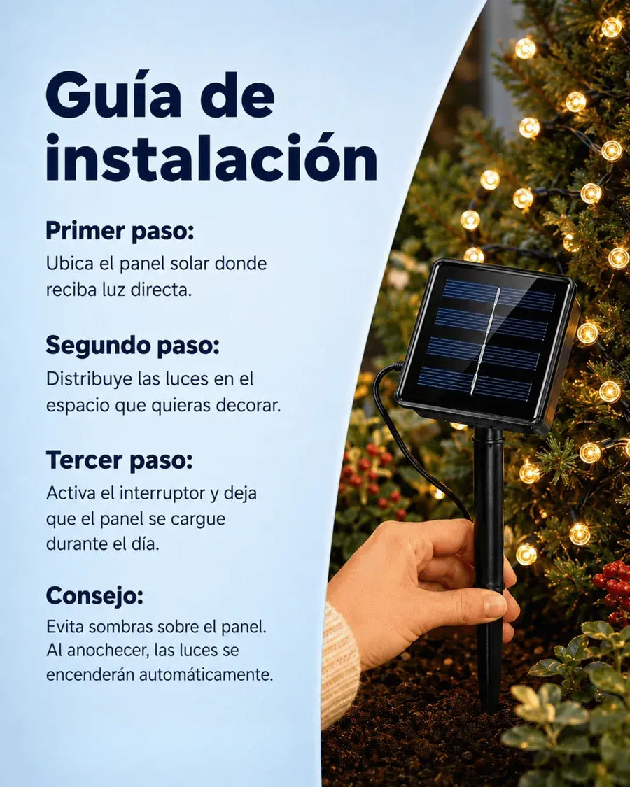 Luces Navideñas Con Panel Solar X 10 Metros