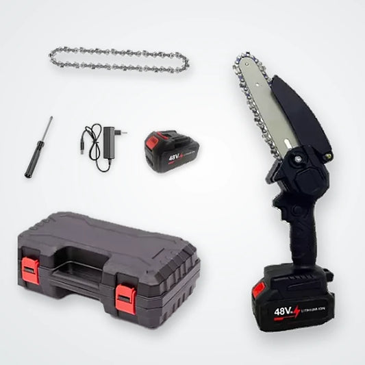 Mini Motosierra Inalámbrica 48V Con 2 Baterías - kit completo
