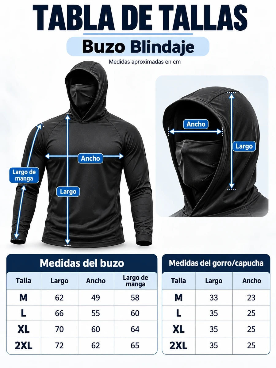 Tabla de tallas del buzo