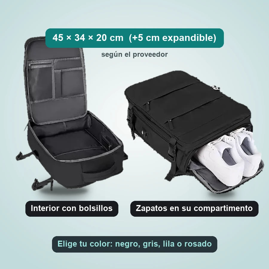 Morral Viajero Expandible 40L Con Zapatero