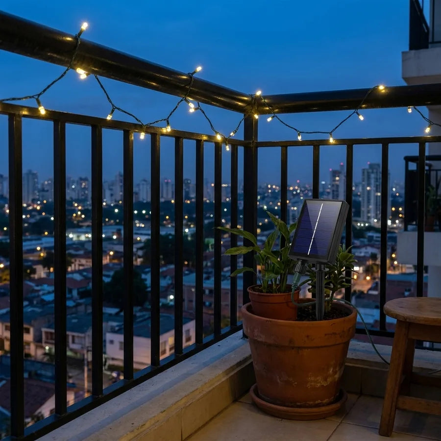 Luces Navideñas Con Panel Solar X 10 Metros